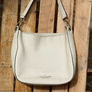 Kate Spade Cream Pebbled Leather Slouchy Shoulder Bag Purse